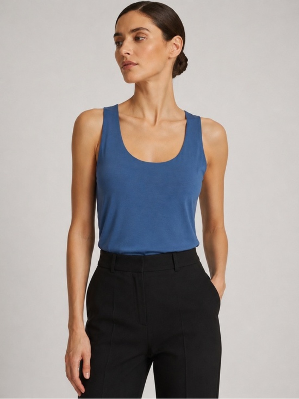 Wolford aurora pure blue scoop neck tank top M